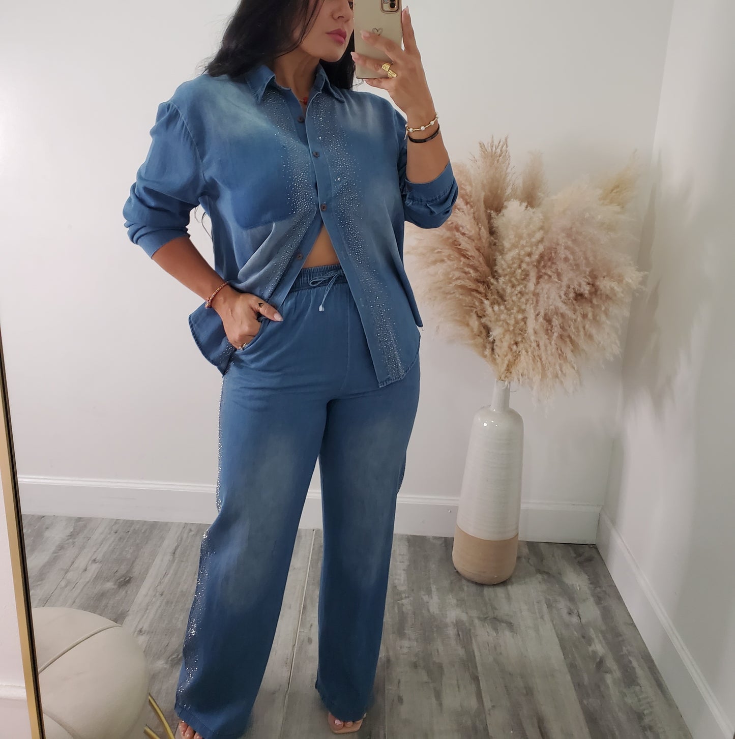 DENIM PANT SET
