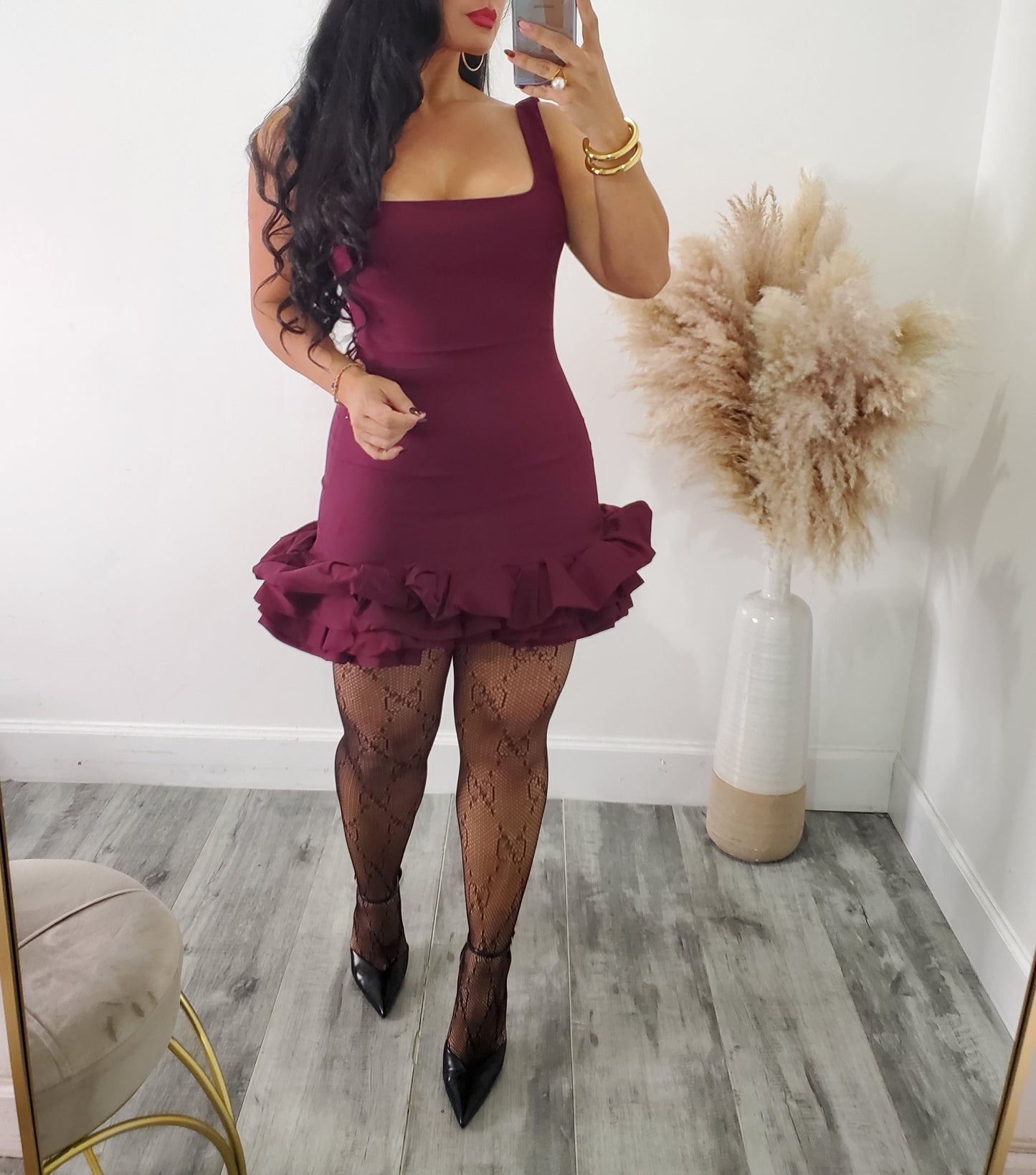 MERLOT ROSE MINI DRESS