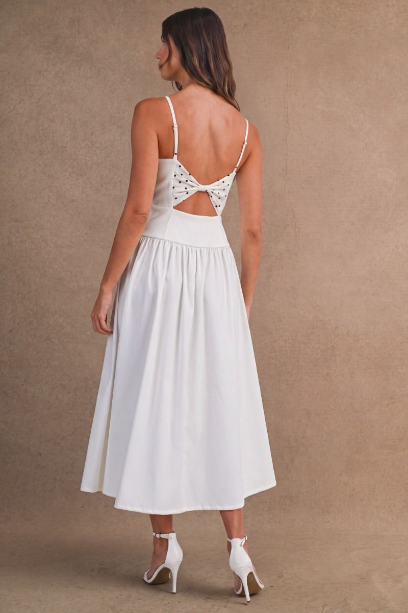 BACK POLKA DOT BOW DETAIL DRESS