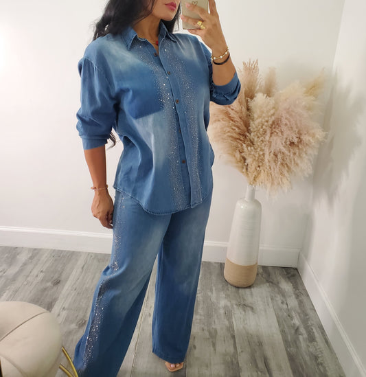 DENIM PANT SET