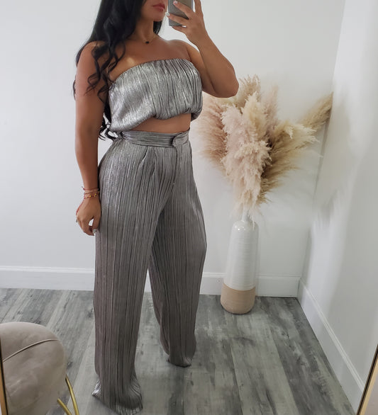 METALLIC PANTS SET