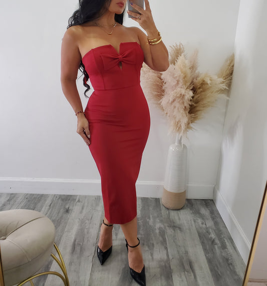 Bow detail midi dress