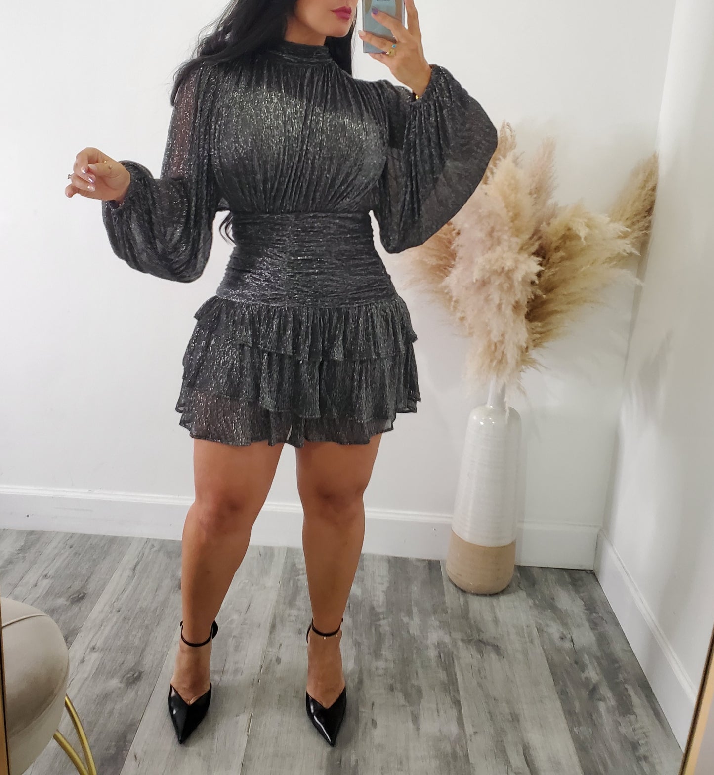 METALLIC MINI DRESS