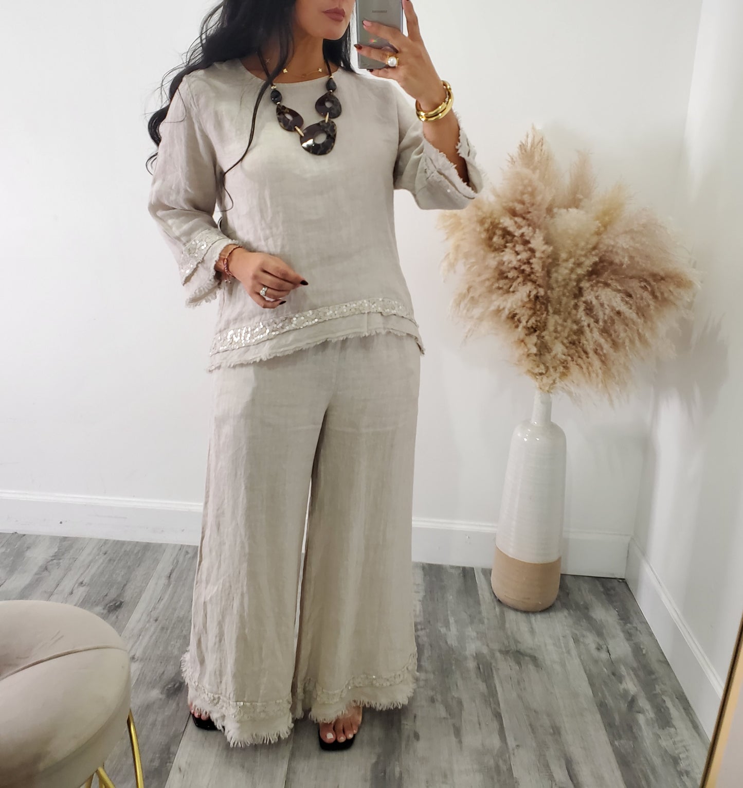 Gloria linen pant set