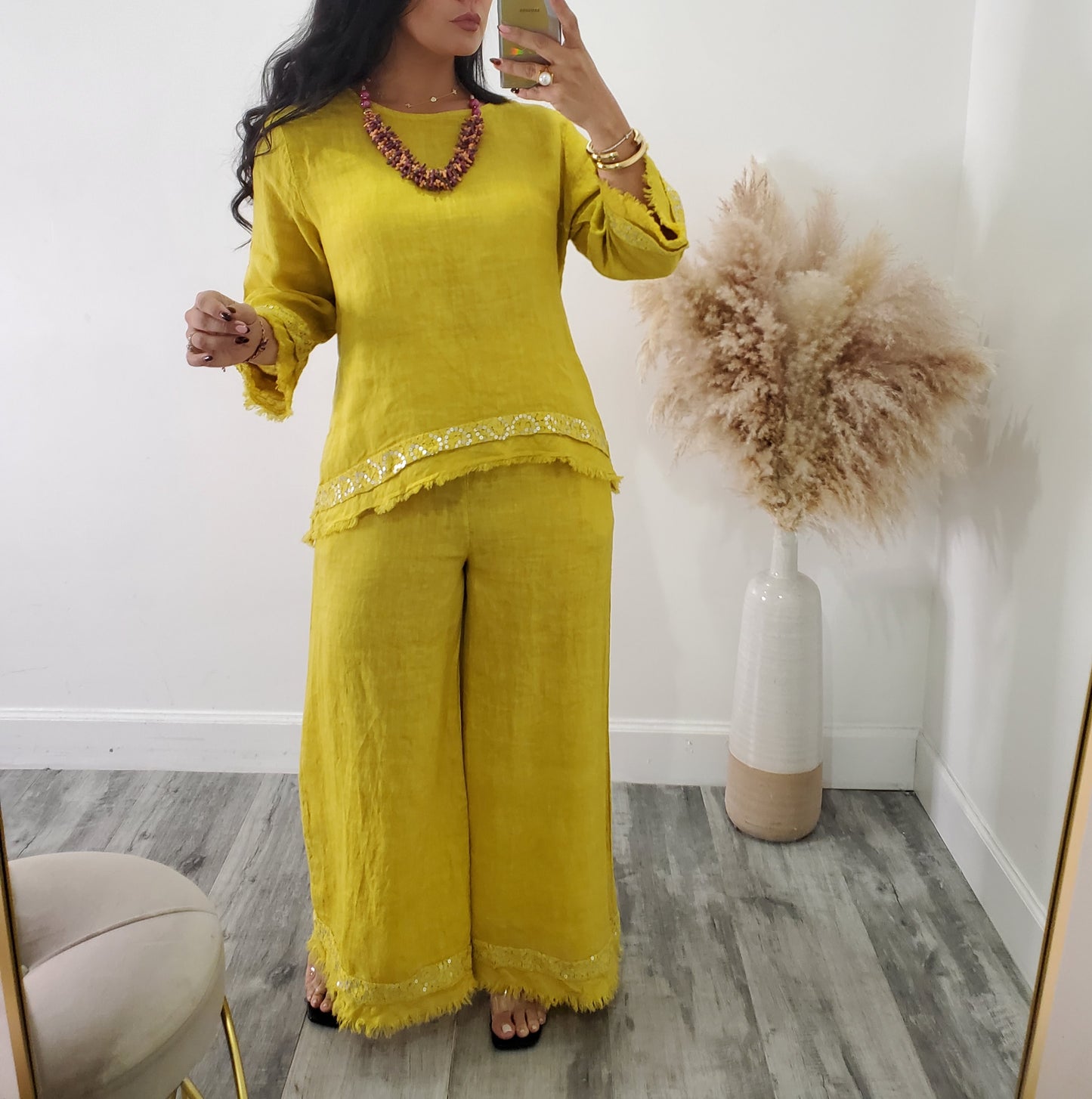 Gloria linen pant set