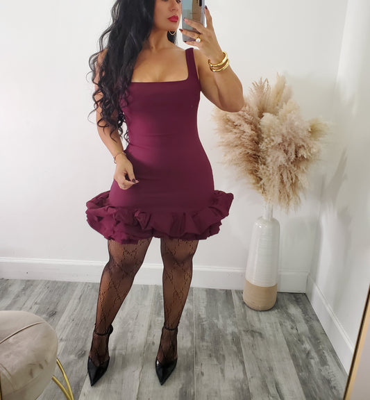 MERLOT ROSE MINI DRESS