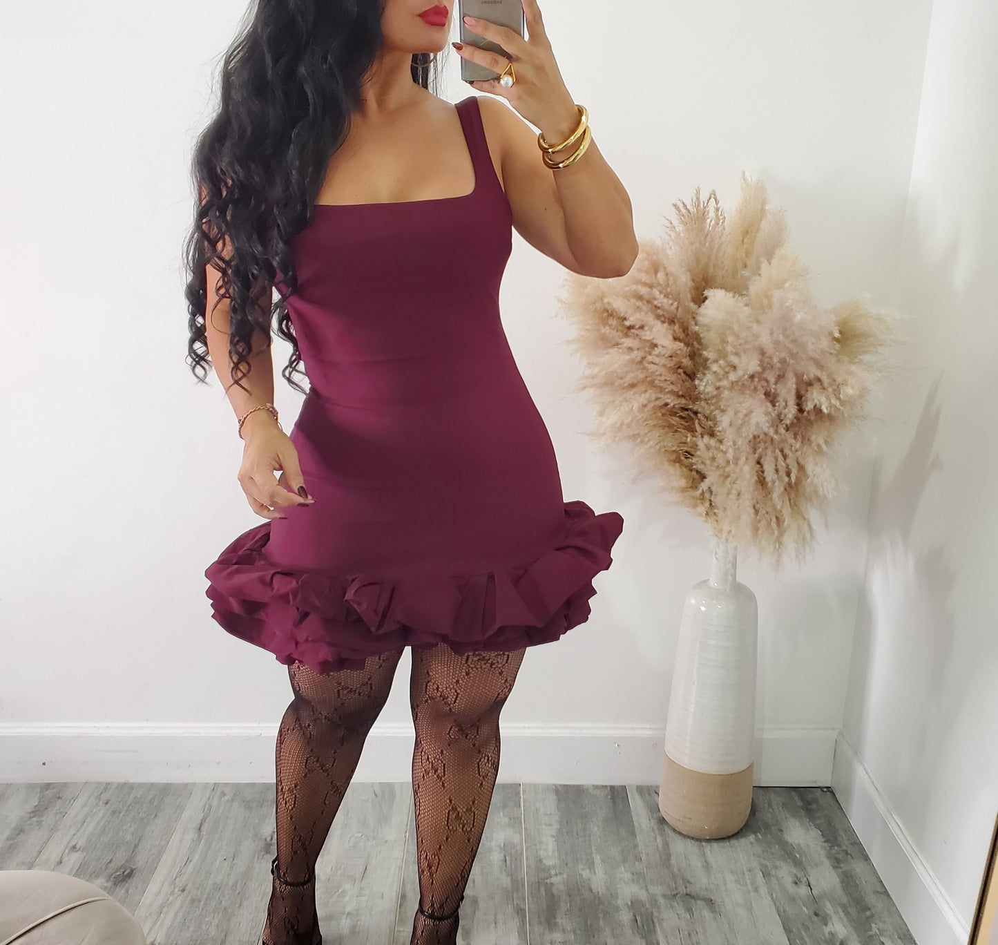 MERLOT ROSE MINI DRESS
