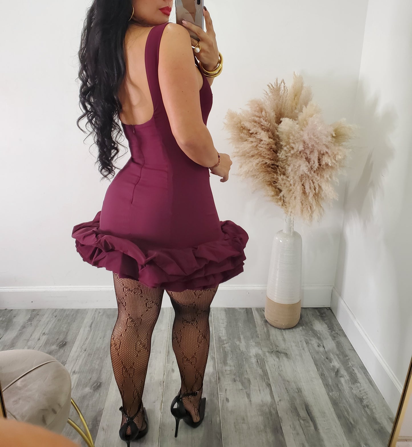 MERLOT ROSE MINI DRESS