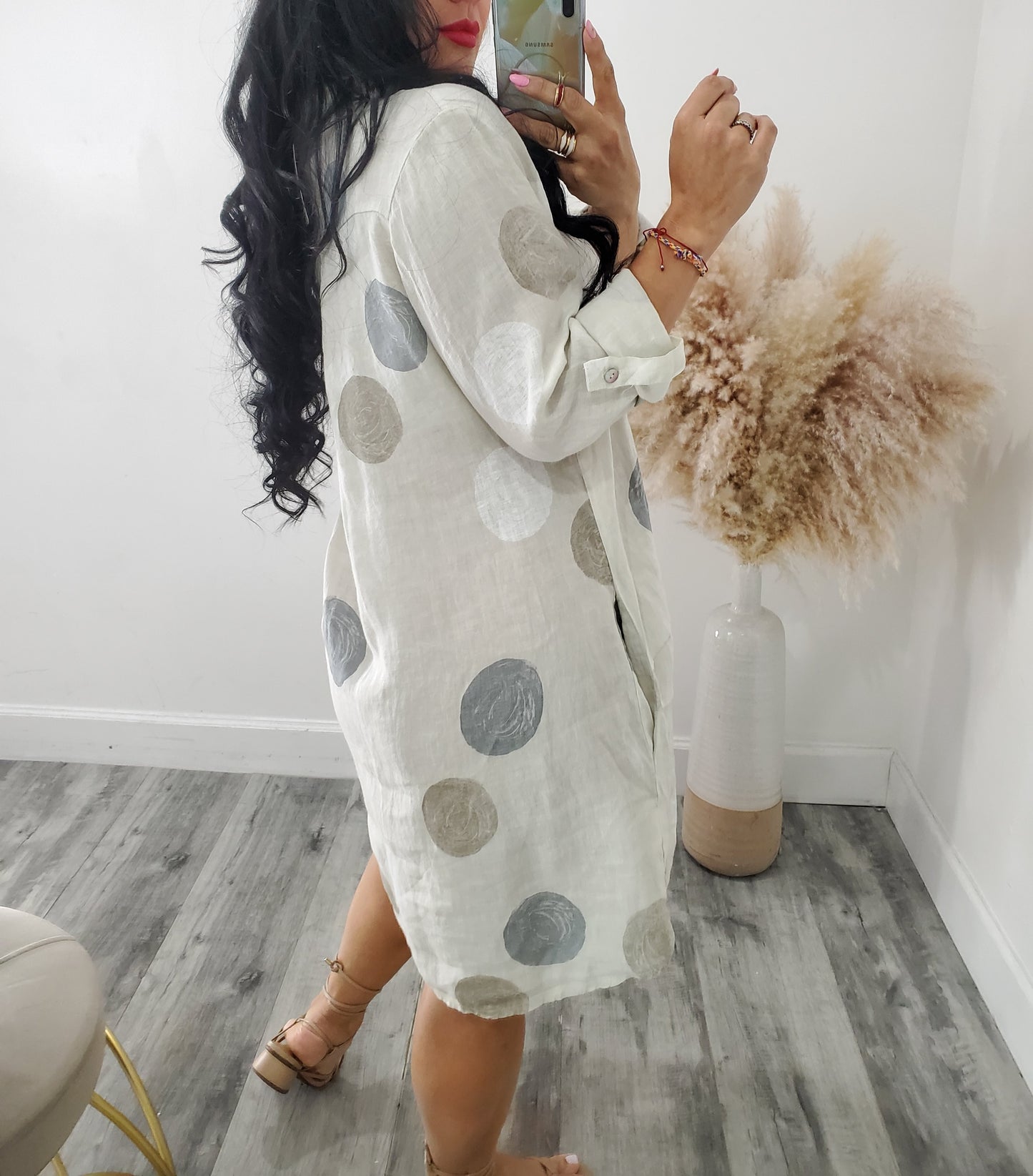 POLKA LINEN DRESS