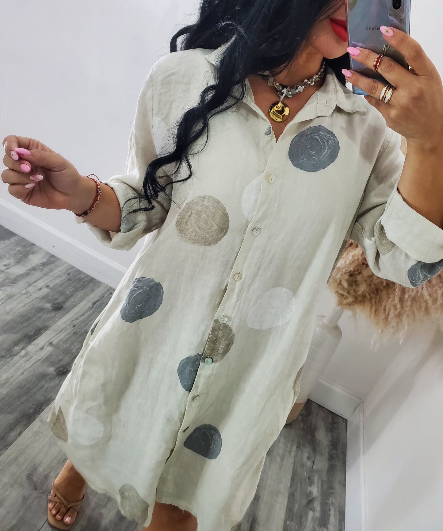 POLKA LINEN DRESS