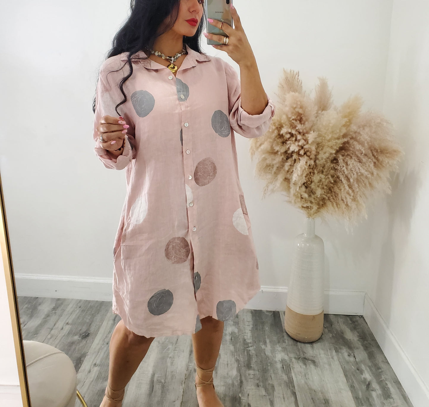 POLKA LINEN DRESS