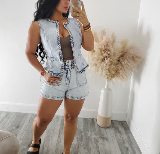 DENIM SHORT SET