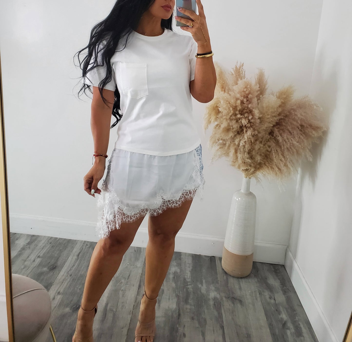 LACE & DENIM SHORT