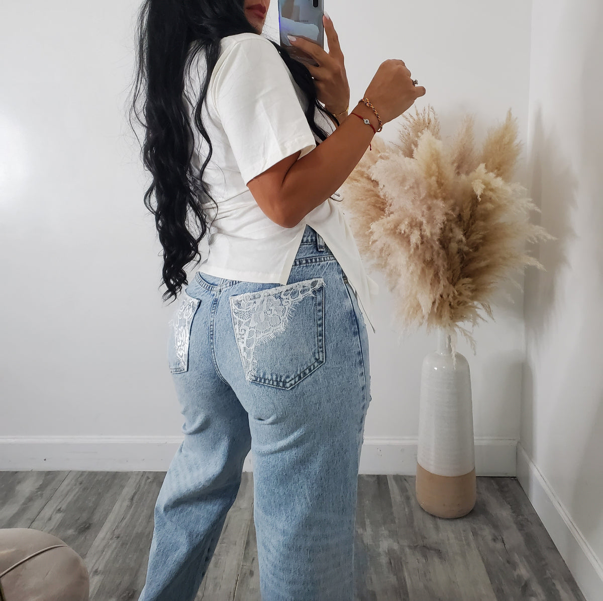 LACE DETAIL JEANS