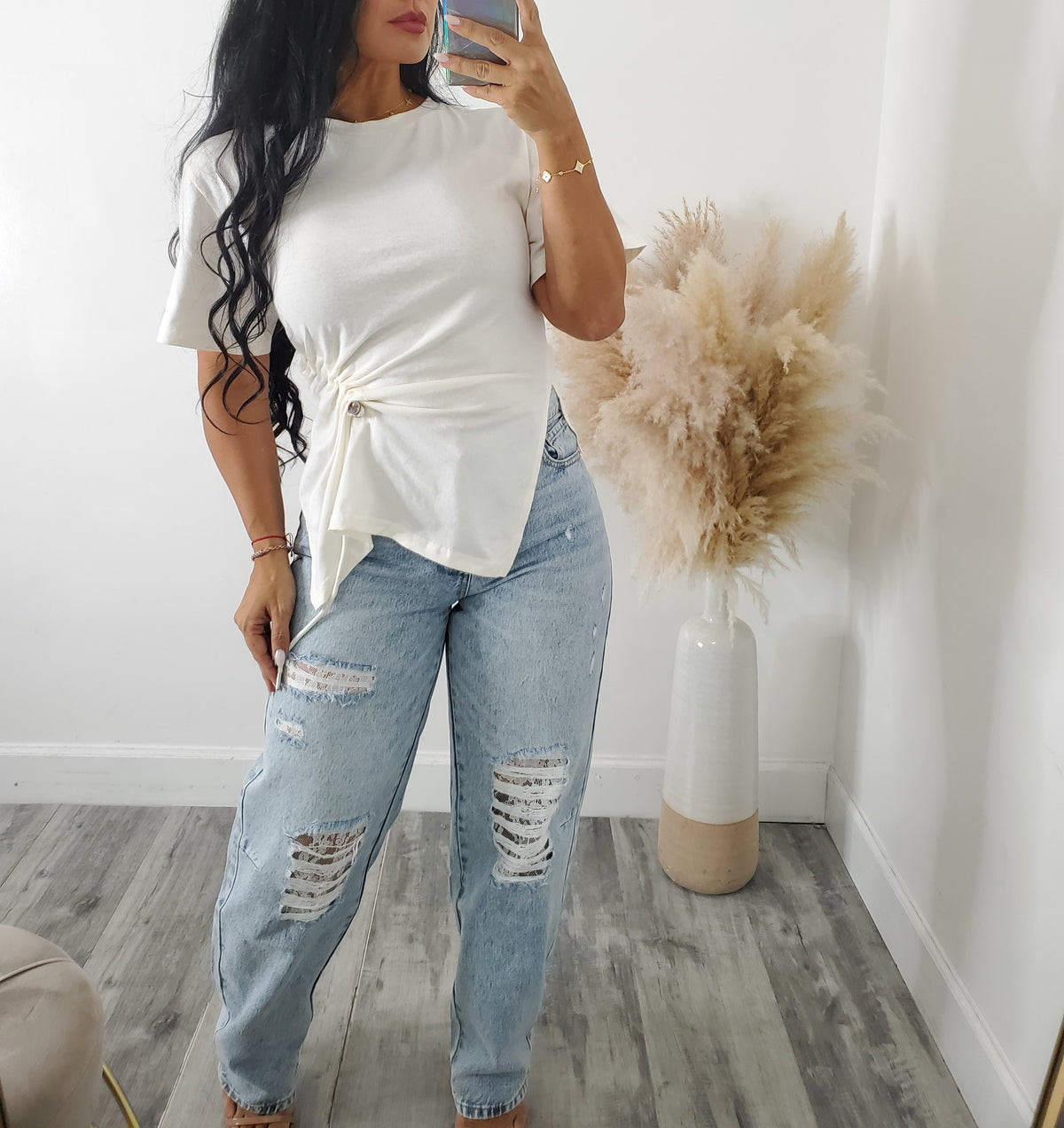 LACE DETAIL JEANS