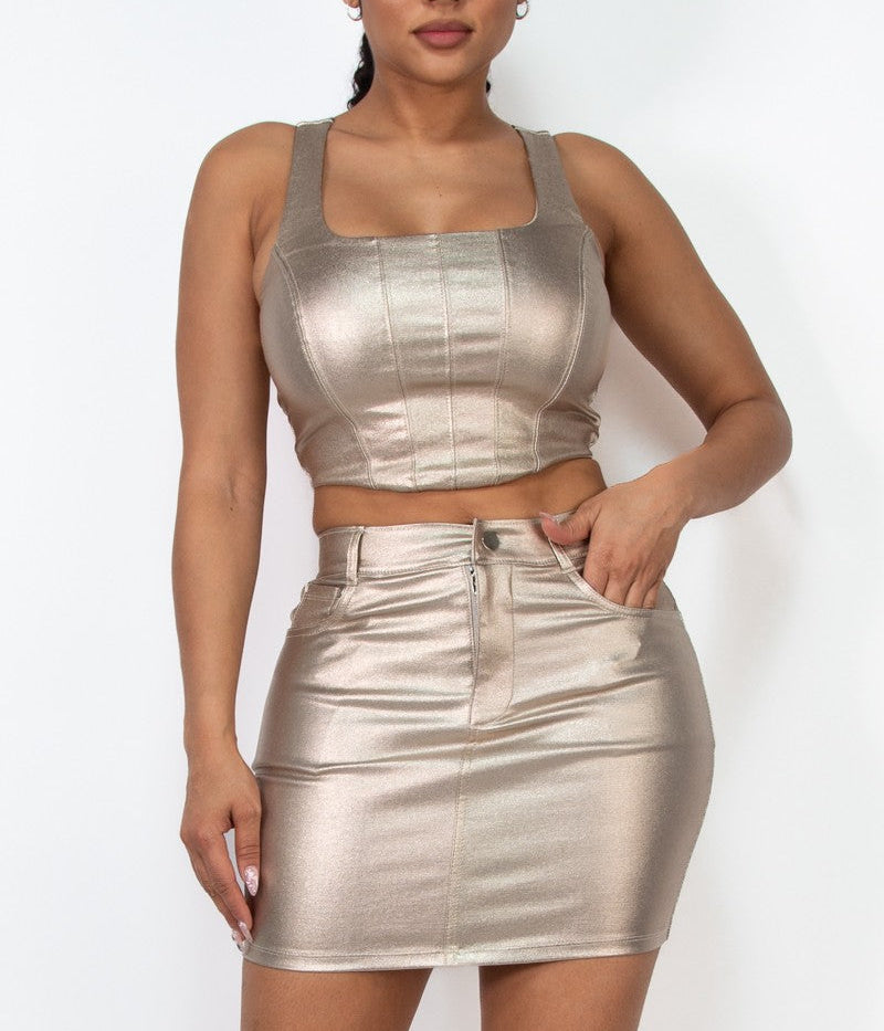 FOIL MINI SKIRT