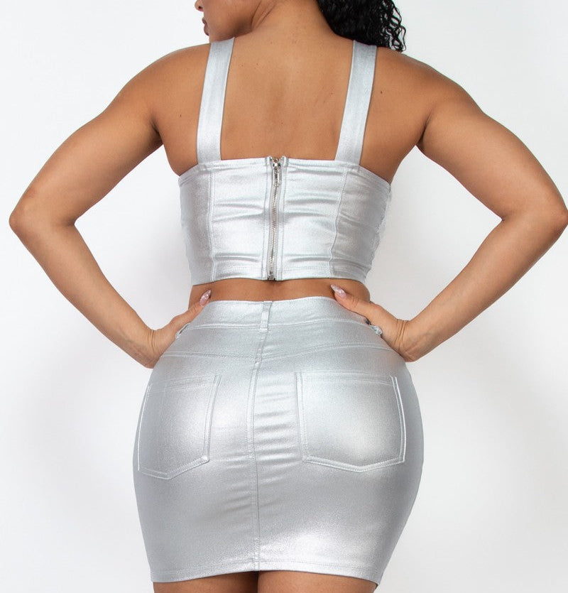 FOIL MINI SKIRT