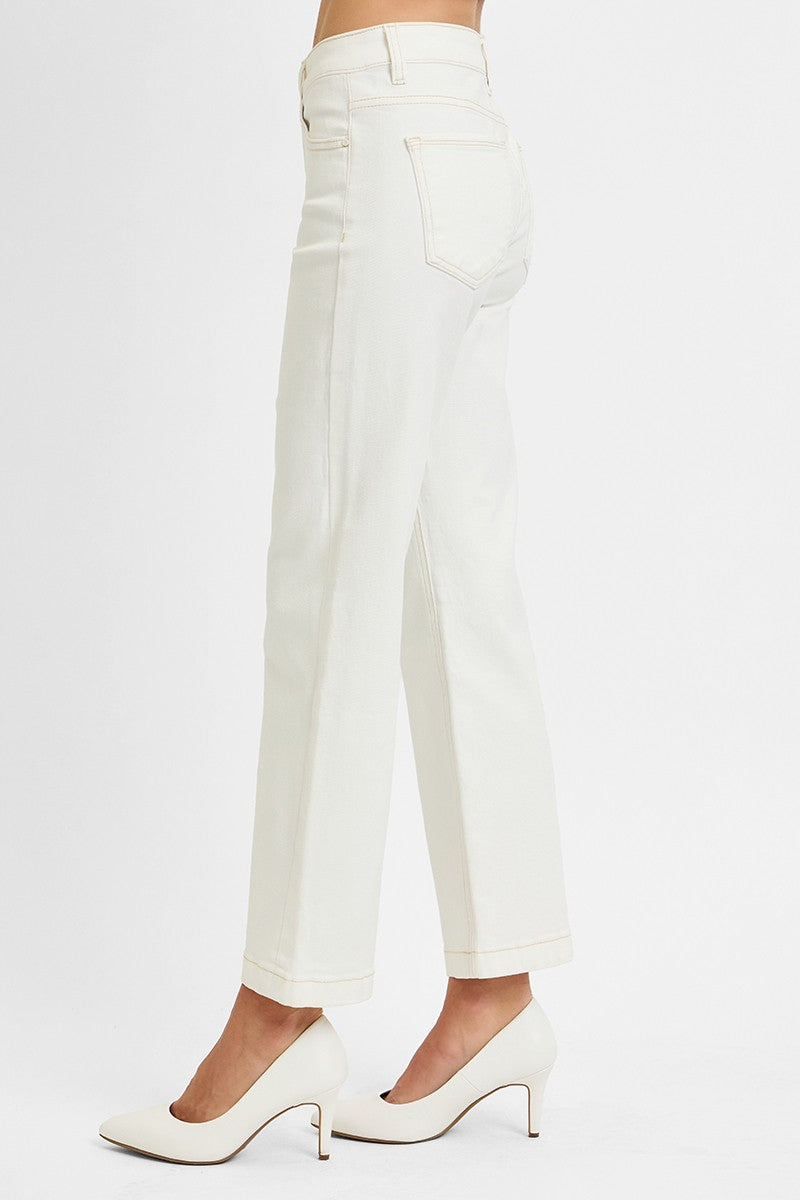Tummy Control Mid Rise Ankle Straight Jeans