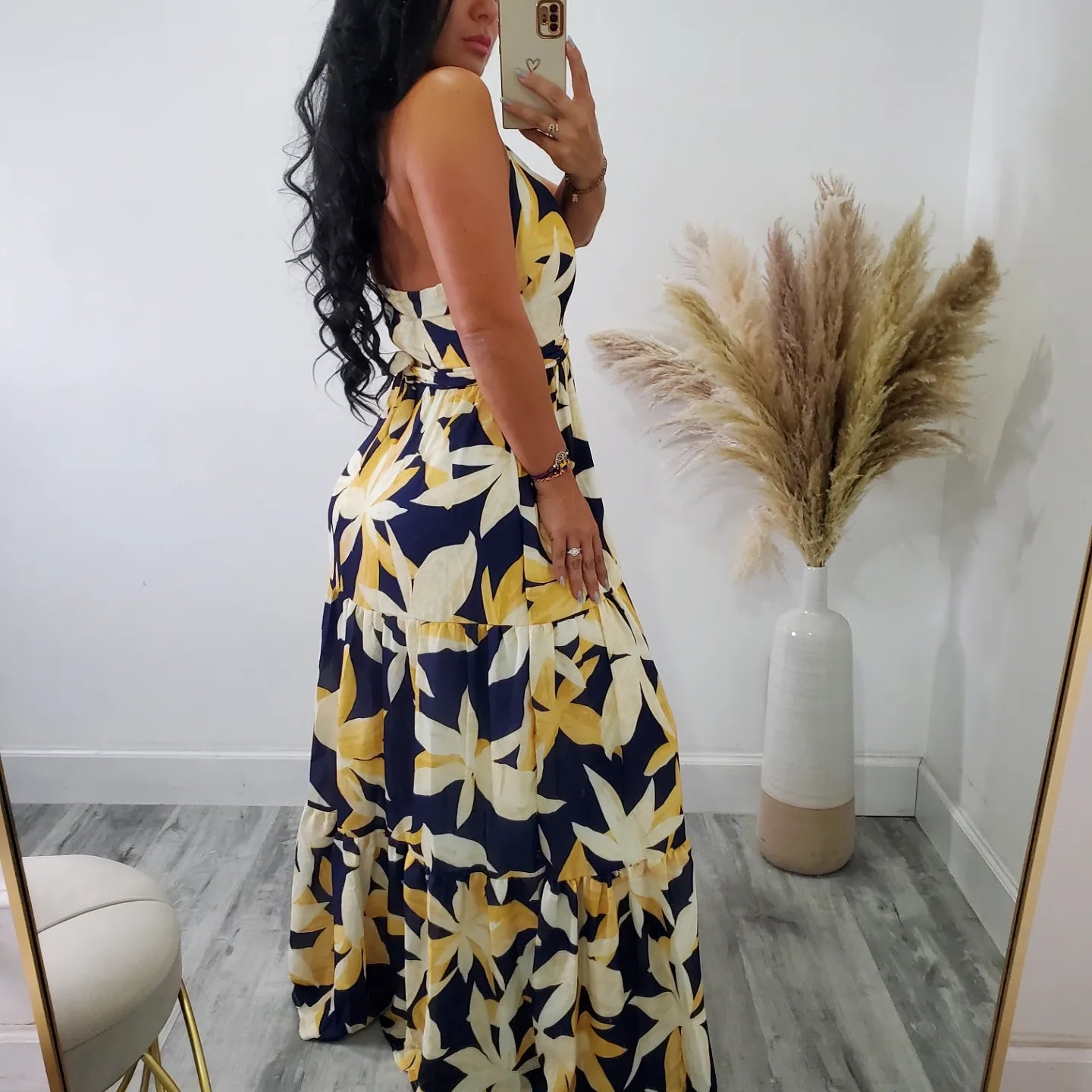 Navy Print Dress