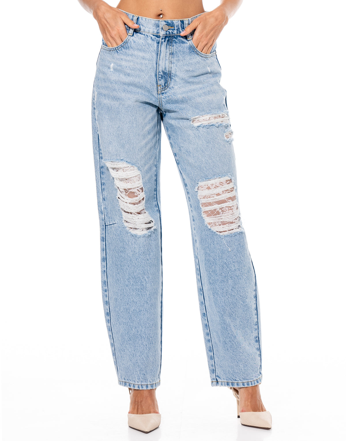 LACE DETAIL JEANS