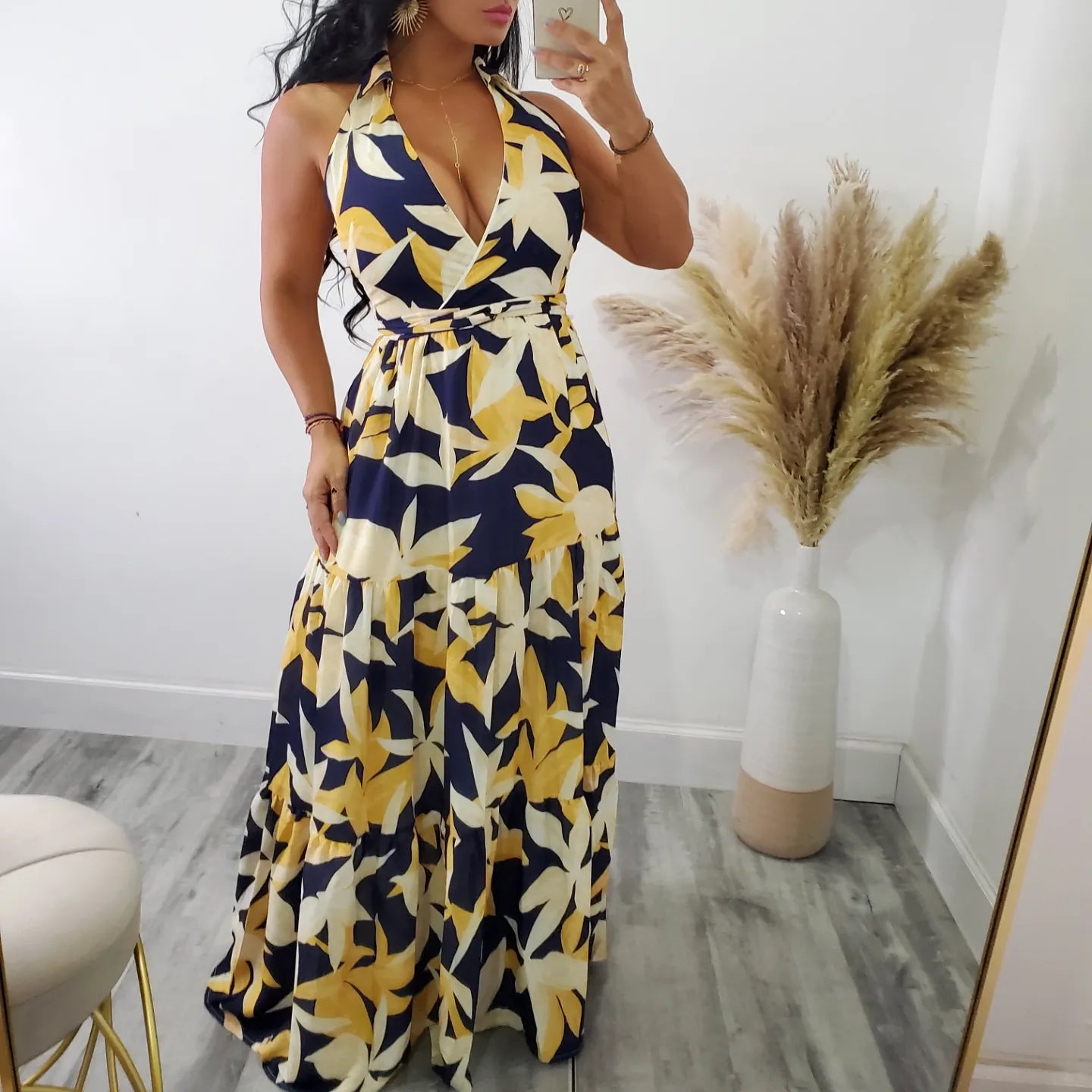 Navy Print Dress