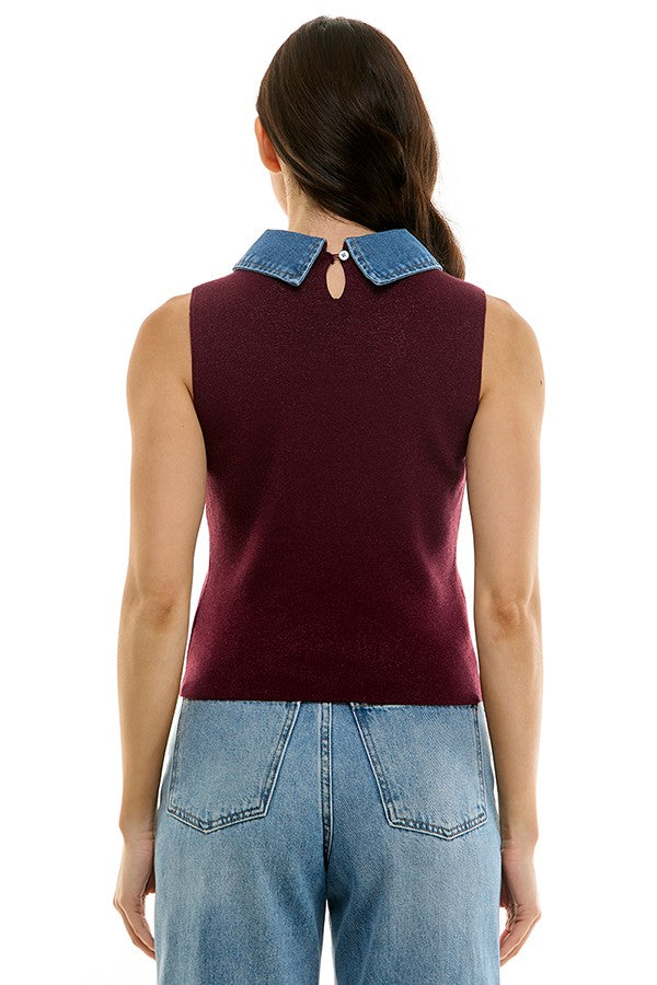 DENIM COLLAR VEST