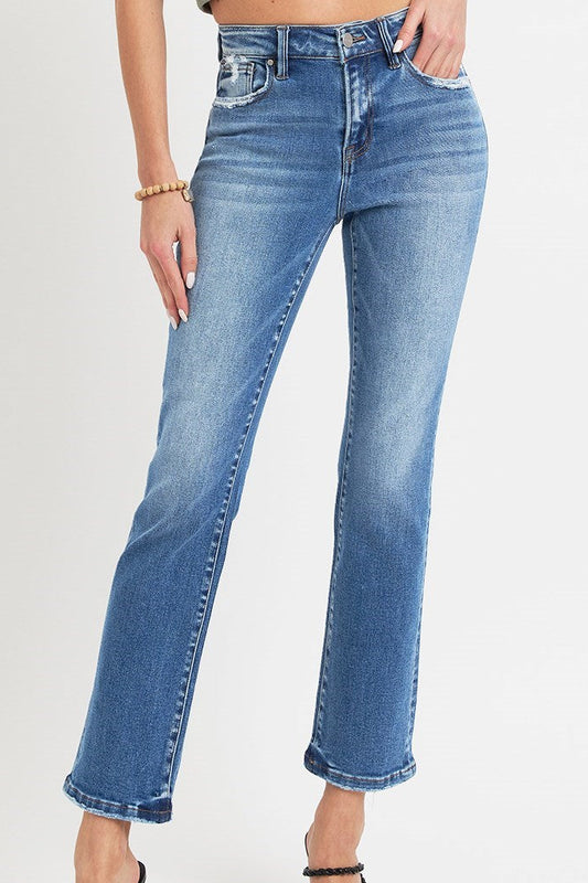 MID RISE-ANKLE STRAIGHT JEANS
