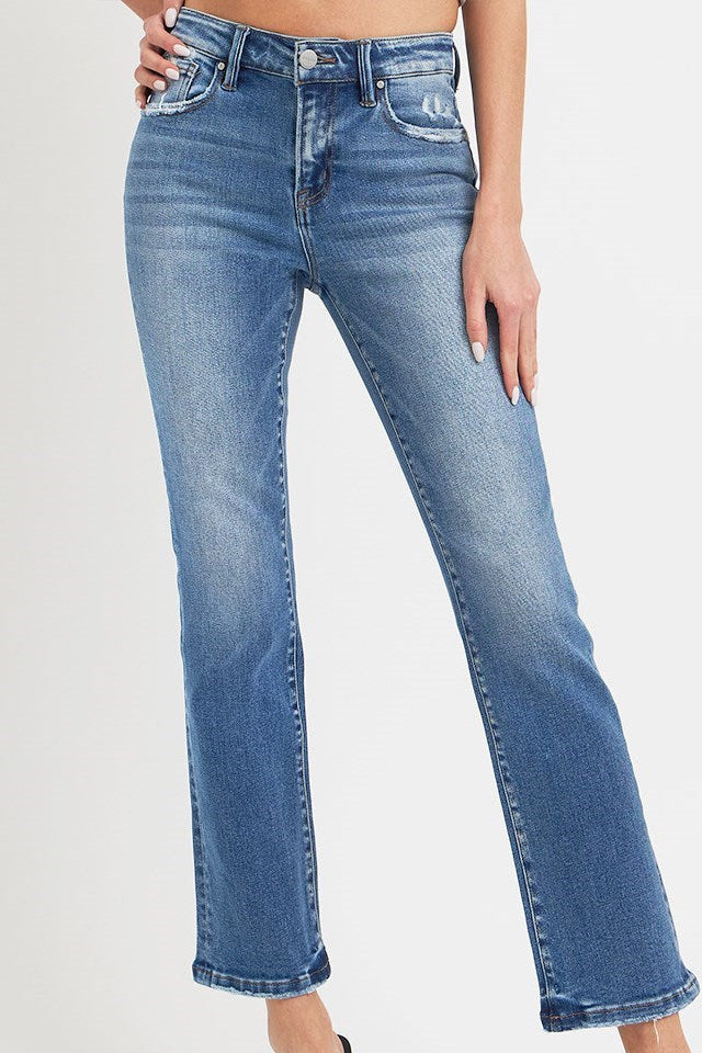 MID RISE-ANKLE STRAIGHT JEANS