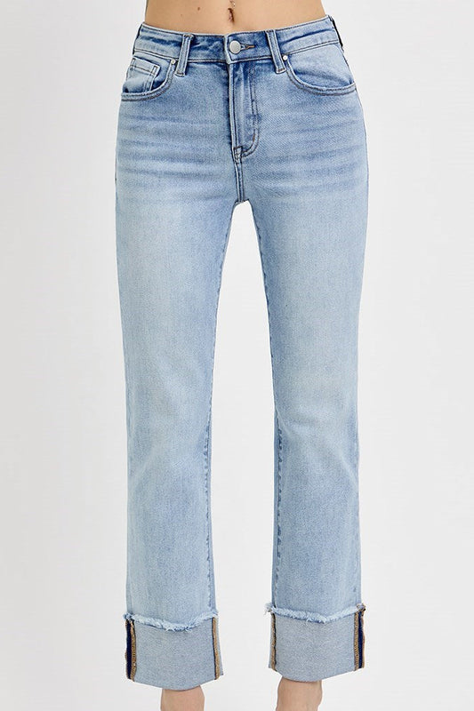HIGH RISE CUFFED JEANS