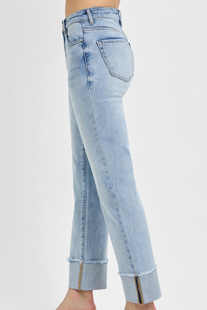 HIGH RISE CUFFED JEANS