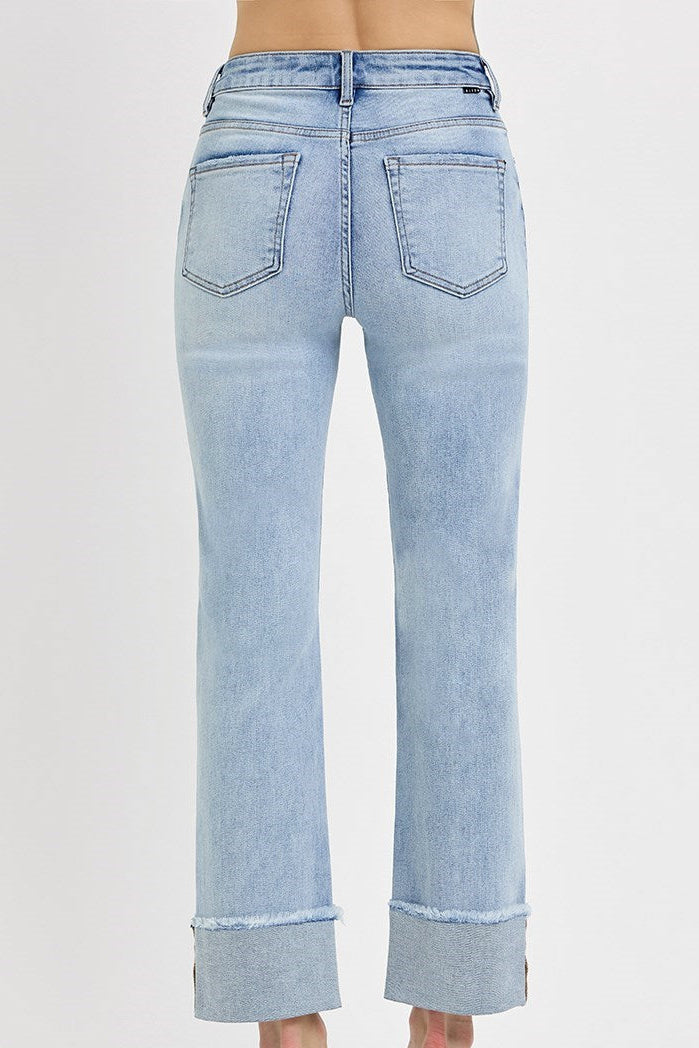 HIGH RISE CUFFED JEANS