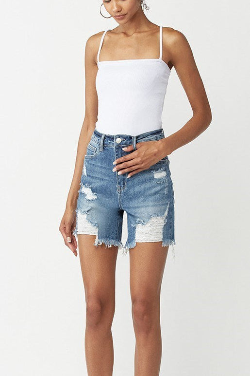 DISTRESSED MID SHORTS