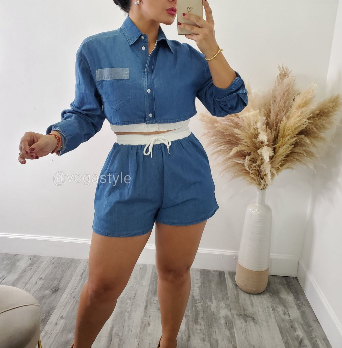 DENIM SHORT SET