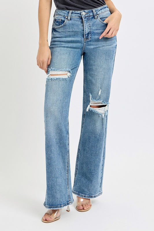 Rise wide jeans